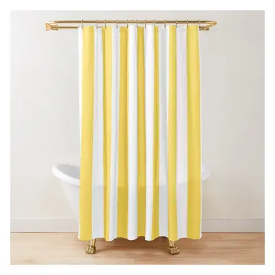 Shower Curtains Yellow and White Vertical Stripes for Bathroom Decor 72x72 inches