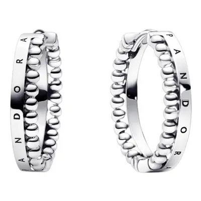 Pandora Signature Logo and Beads Hoop Earrings 292310C00