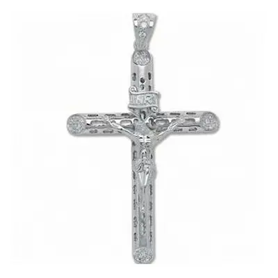 Large Crucifix Cross Pendant CZ Cross Pendant Sterling Silver Cross x 55mm