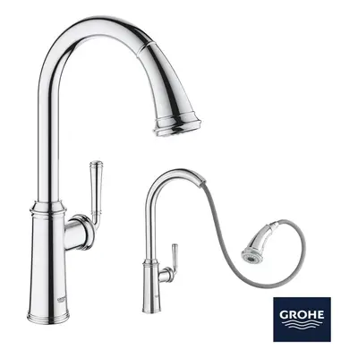 GROHE Gloucester C-Spout Dual Spray Pull Out Tap