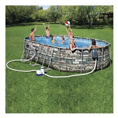 Bestway 20ft x 12ft x 48in Power Steel Comfort JET Series Oval Pool Set