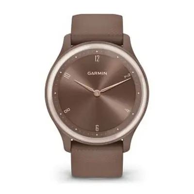 Garmin vÃ­vomove Sport Hybrid Smartwatch with Hidden Touchscreen Display, Black Walnut Silicone