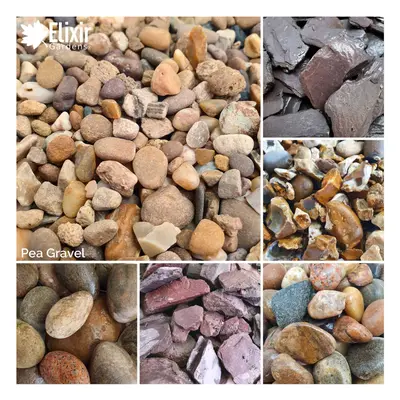 (Pea Gravel, 20kg x 3) Decorative Stone Coloured Pebbles Cobbles Slate Gravel Chippings Aggregat