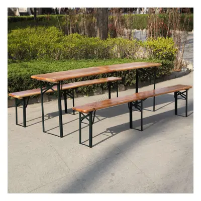 BIRCHTREE Piece Wooden Folding Beer Picnic Dining Outdoor Table Bench Set 2.2m