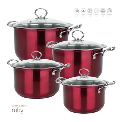 (Ruby) SQ Professional Gems pc Stainless Steel Stockpot