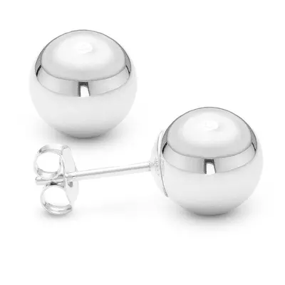 (5, White) 14K White Gold Ball Stud Earrings