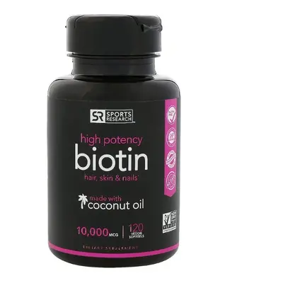 Sports Research, Biotin, Max Strength, 10,000 mcg, Veggie Softgels