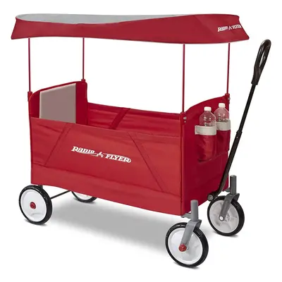 Radio Flyer 3957A EZ Wagon with Canopy, Folding Trolley for Kids, Red