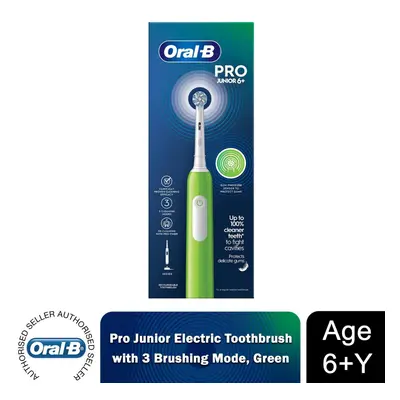 (Green) Oral-B Pro Junior Electric Toothbrush for Kids 6+Y