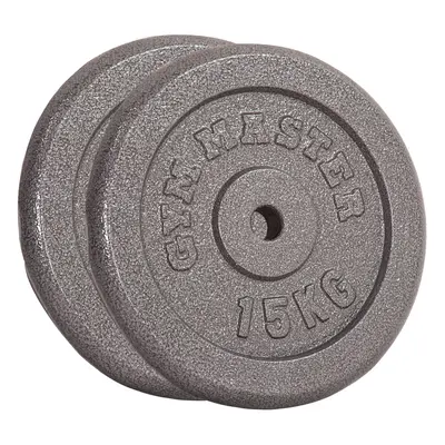 (2 x kg) GYM MASTER Pair Standard Weight Plates 1" Cast Iron 1.25-20KG Barbell Dumbbell