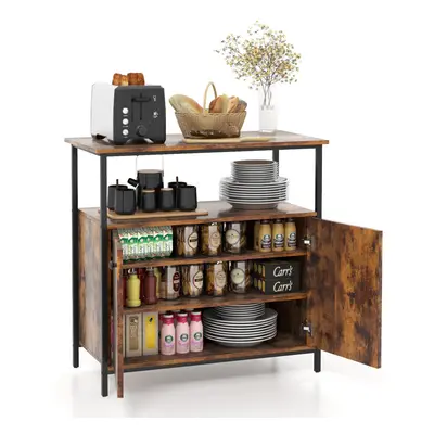 Industrial Storage Cabinet Wooden Sideboard with Doors & Open Shelf