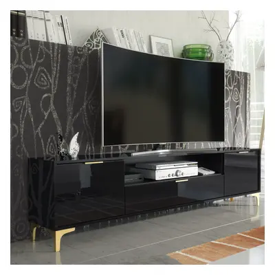 TV Unit 200cm Luxury Creative Furniture - Black Gloss