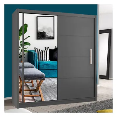 (Grey, 150cm) MN FURNITURE Vision Sliding Door Mirror Wardrobe