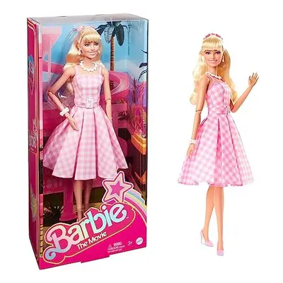 Barbie The Movie Doll, Margot Robbie as Barbie, collectible Doll Wearing Pink and White gingham 