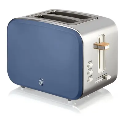 Swan Slice Nordic Toaster 900W Soft Touch Housing Stainless Steel Matt Finish - Blue