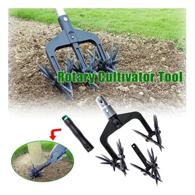 (73in/185.4cm) 2-in-1 Garden Weeder and Crumbler Soil Cultivator Tool