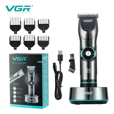 VGR V-256 Hair Clipper Professional Digital Display Variable Speed Electric Hair Trimmer w/ 6pcs