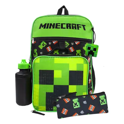 Minecraft Creeper Backpack | Creeper TNT Piece Set | Gamer School Rucksack Lunch Box Pencil & Ca