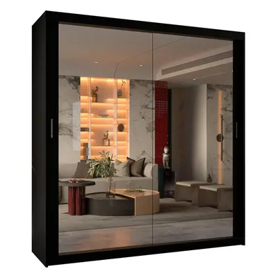 (Black, 120cm) MN FURNITURE Houston Sliding Door Wardrobe