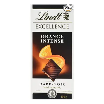 Lindt Excellence Intense Orange Dark Chocolate Bar g (Pack of 20)