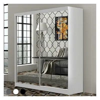 (White, 150cm) MN Furniture Queen Mirrored Sliding Door Wardrobe