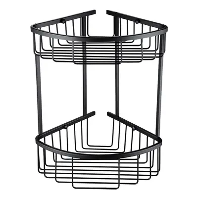 Corner Shower Caddy Double Shelf Basket Rack Matte Black