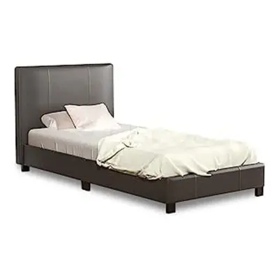 (Brown, 5FT King) Prado Faux Leather Bed Frame