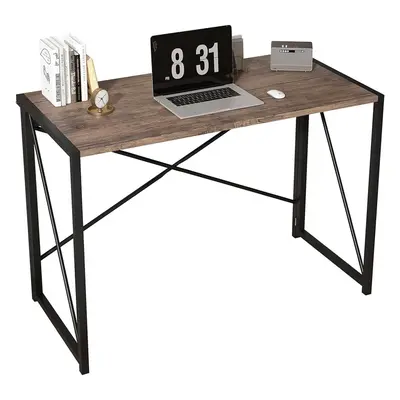 (100cm, Distressed grey) Foldable Computer Desk No Assembly Miami