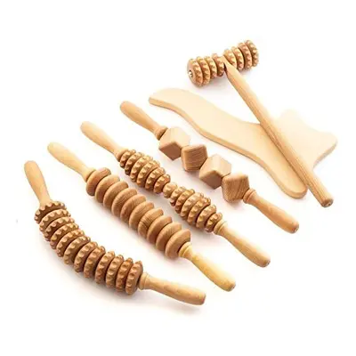 Tuuli Accessories Maderotherapy Anti Cellulite Massage Set Wooden Roller Lymphatic Drainage Tool