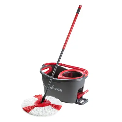 Vileda Turbo Microfibre Mop and Bucket Set, Spin Mop for Cleaning Floors, Set of 1x Mop and 1x B