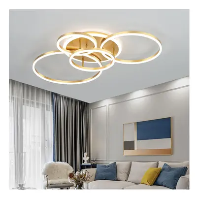 (5 Head - Cool White) LED Ceiling Light Gold Ring Aluminum Fixture Chandelier Lights