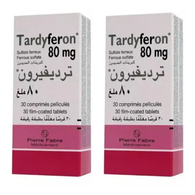 Tardyferon 80mg Tablets Iron Dietary Supplement, For anemia and Iron (Pack Of 2) - 30's