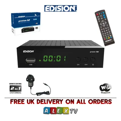 Edision Proton S2 Digital Satellite Full HD TV FTA Free to Air Receiver 12V-240v