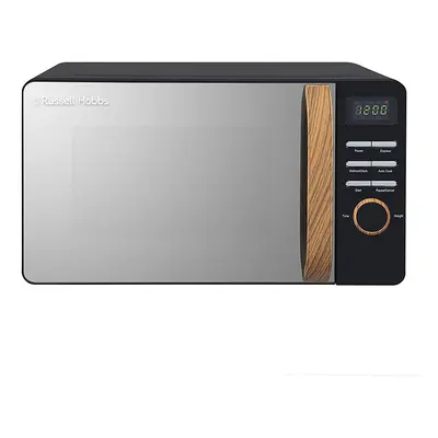 Russell Hobbs RHMD714B-N 17L 700w Scandi Black Digital Microwave with Power Levels, Wood Effect 