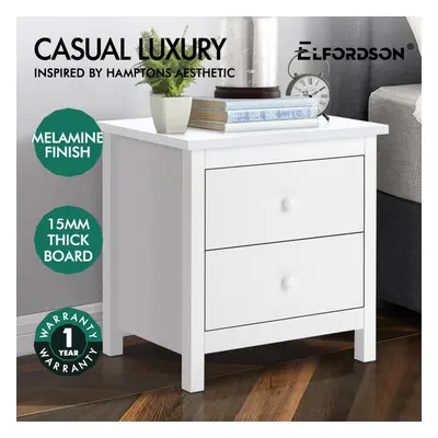 ELFORDSON Bedside Table Hamptons Nightstand Storage Side End Drawers White