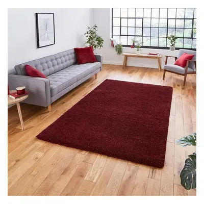 (120x170cm) Sierra Shaggy Rugs in Ruby Red Dense Soft Polypropylene Mats