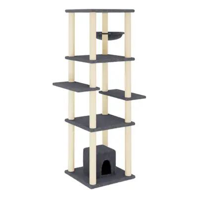 (dark grey) vidaXL Cat Tree with Sisal Scratching Posts Pet Cat Scratch Tower Light Grey