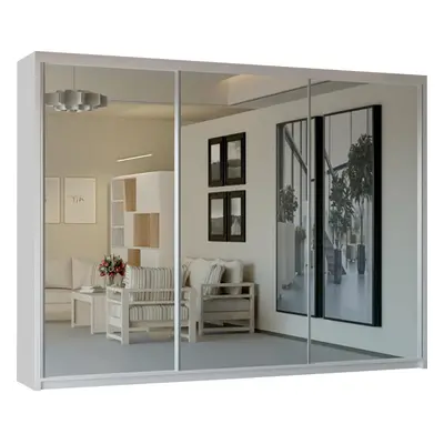 (White ) Modern Mirror Slidding Door Wardrobe 250cm