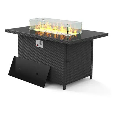 Propane Gas FirePit Table with Tempered Glass Wind Guard