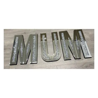 Mirrored Crushed Crystal Diamond MUM Wall Art Decor Sign