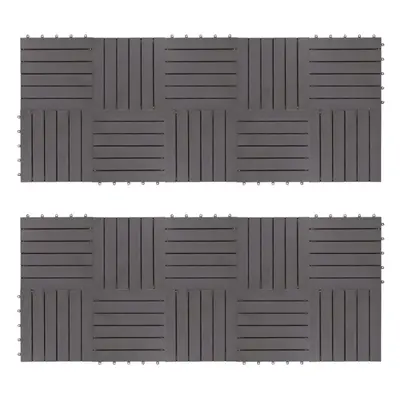 vidaXL 20x Solid Acacia Wood Decking Tiles Grey Wash 30x30cm Interlocking Tile