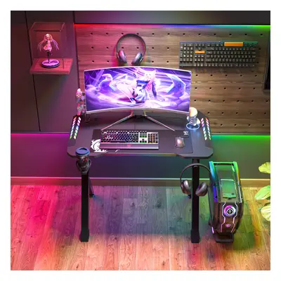 (S(1m long)) RGB Gaming Desk Ergonomic Computer Table Black