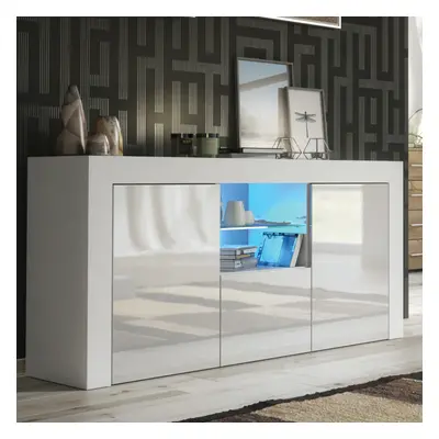 TV Unit 145cm LED Creative Furniture - White Gloss Doors