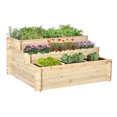 Outsunny Tier Raised Garden Bed Planter Box w/ Grids & Non-woven Fabric