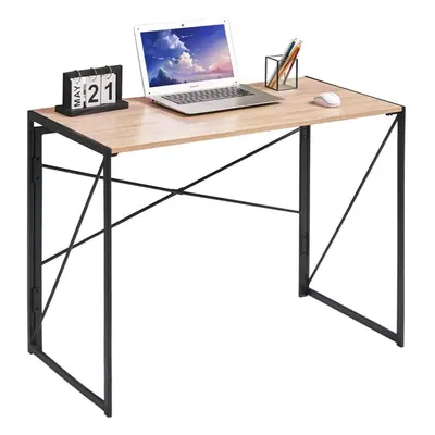 (100cm, Natural) Foldable Computer Desk No Assembly Miami