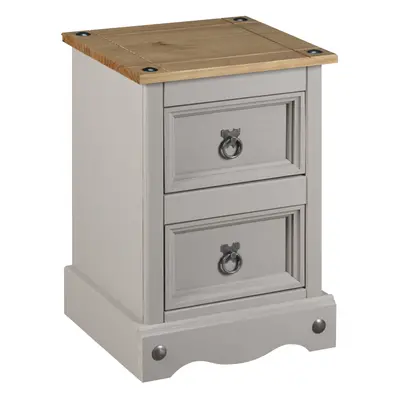 Corona Grey Bedside Table Drawer Cabinet Side Mexican Solid Pine