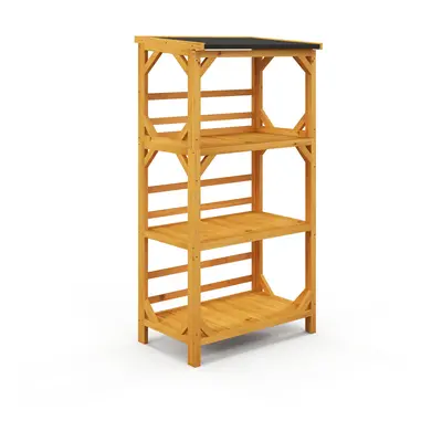 Outdoor Storage Shelf Wooden Storage Rack 3-Tier Plant Stand