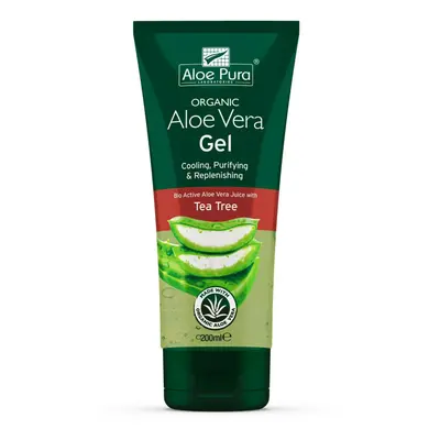 12 X Aloe Pura Organic Aloe Vera Gel with Antiseptic Tea Tree Oil - 200ml