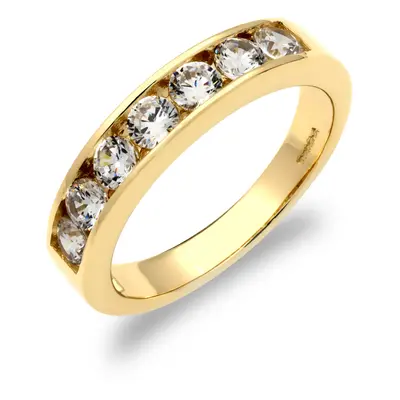 (N) Jewelco London Ladies Solid 9ct Yellow Gold White Round Brilliant Cubic Zirconia Stone Etern