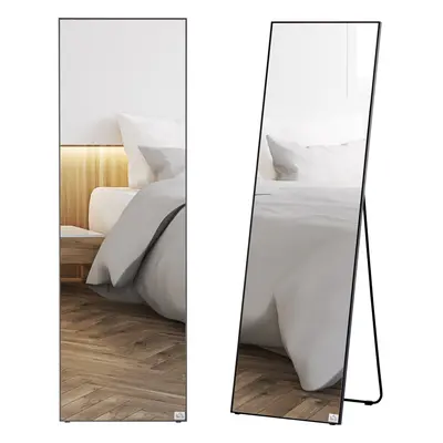 HOMCOM Full Length Mirror Floor Standing or Wall-Mounted, Dressing Mirror, Black